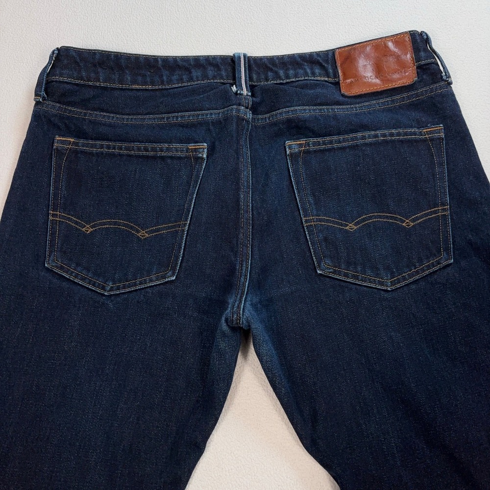 American Eagle Selvedge Jeans Men's 32x33 Blue 100% Cotton Slim Button Fly Denim - Picture 7 of 16